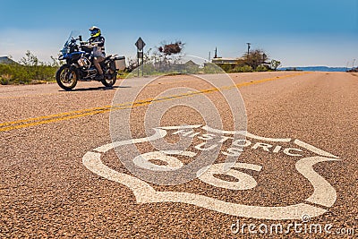 Motorcycle on Route 66 Stock Photo