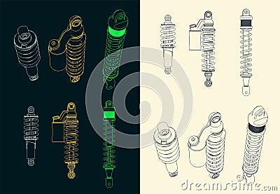 Motorcycle shock absorbers drawing Vector Illustration