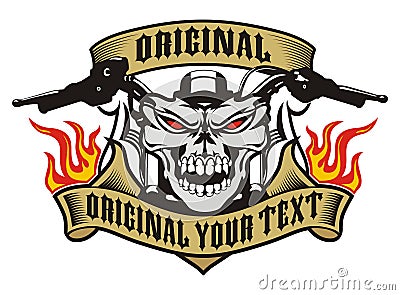 Motorcycle skull emblem fire Vector Illustration