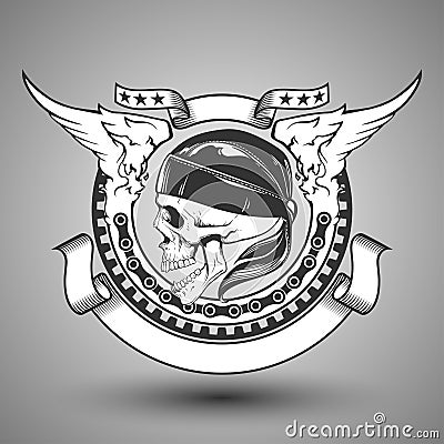 Motorcycle skull emblem Stock Photo