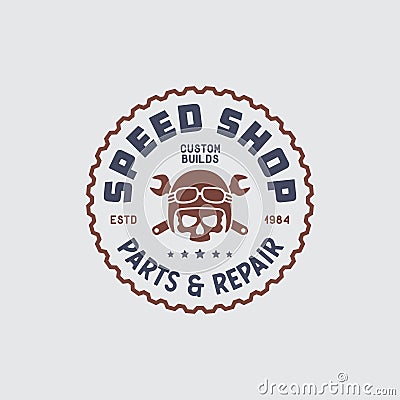 Motorcycle speedshop t-shirt design. Vector vintage illustration. Vector Illustration