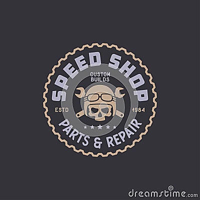 Motorcycle speedshop t-shirt design. Vector vintage illustration. Vector Illustration