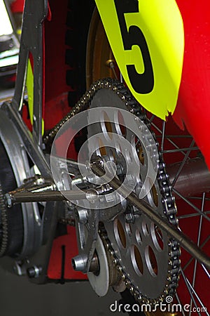 Motorcycle sprocket and chain Stock Photo