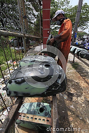 Motorcycle tank Editorial Stock Photo