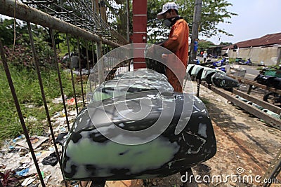 Motorcycle tank Editorial Stock Photo