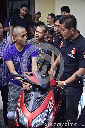 Motorcycle theft and robbery arrests in Semarang Editorial Stock Photo