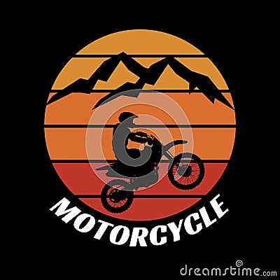 Motorcycle themed retro illustration design Cartoon Illustration