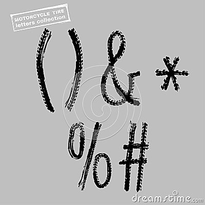 Motorcycle Tire Font Figures Vector Illustration