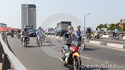 Motorcycle traffic in Ho Chi Minh city. Editorial Stock Photo