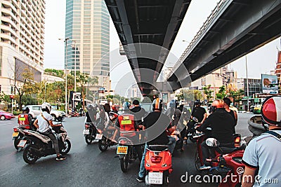 Motorcycle traffic in Bangkok, Thailand Editorial Stock Photo