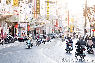 Motorcycle traffic in Vietnam,Dec 25,2019 Editorial Stock Photo