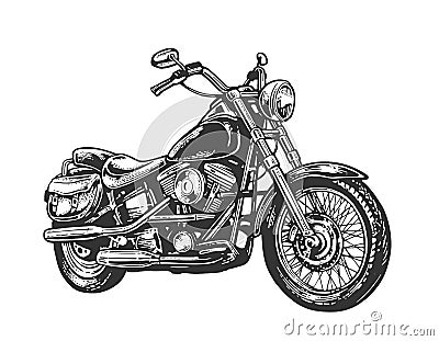 Motorcycle. Vector engraved illustration Vector Illustration