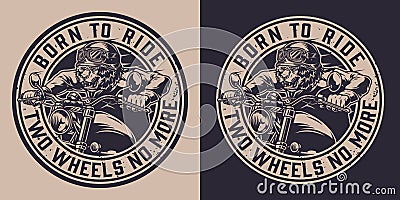 Motorcycle vintage monochrome emblem Vector Illustration