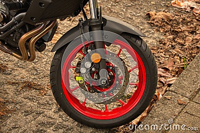 Motorcycles. Bike wheel. Stock Photo