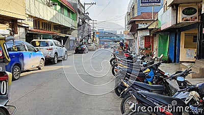 Motorcycles Parked in Roadside in Bohol, Philippine Islands Editorial Stock Photo