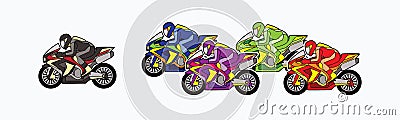 5 Motorcycles Racing graphic Vector Illustration