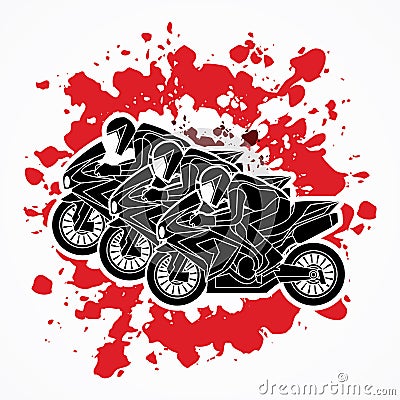 3 Motorcycles Racing graphic Vector Illustration