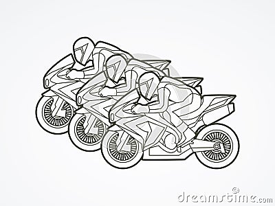 3 Motorcycles Racing graphic Vector Illustration