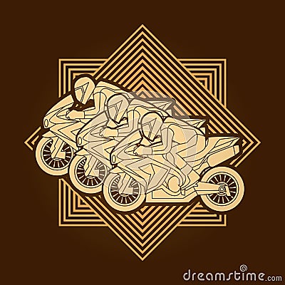 3 Motorcycles Racing graphic Vector Illustration