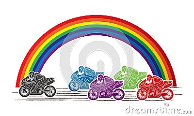 5 Motorcycles Racing graphic Vector Illustration