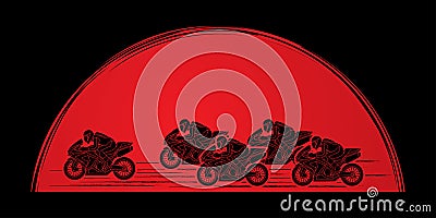 5 Motorcycles Racing graphic Vector Illustration