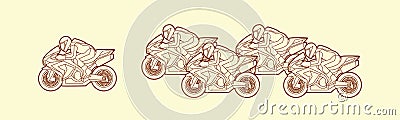 5 Motorcycles Racing graphic Vector Illustration