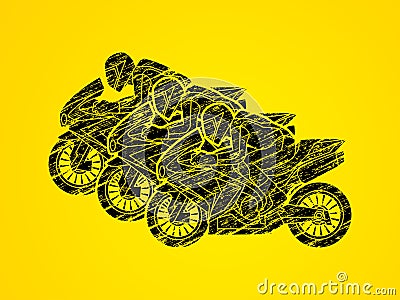 3 Motorcycles Racing graphic Vector Illustration