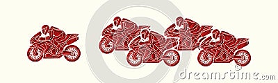 5 Motorcycles Racing graphic Vector Illustration