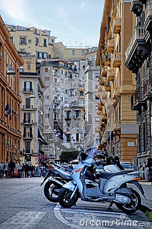 Motorcycles on the street Palermo Editorial Stock Photo