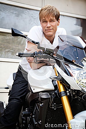 Motorcyclist biker Stock Photo