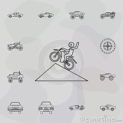 Motorcyclist in a jump icon. Bigfoot car icons universal set for web and mobile Stock Photo