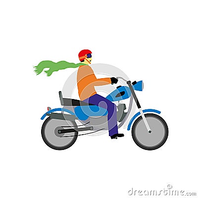 The motorcyclist with the red helmet Vector Illustration