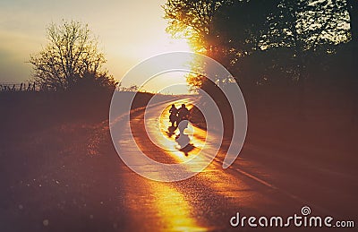 Motorcyclists riding Stock Photo