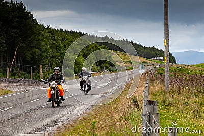 Motorcyclists touring on vintage motorbikes Editorial Stock Photo