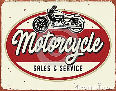 Motorcyle Service Repair Vintage Tin Sign sales service Stock Photo