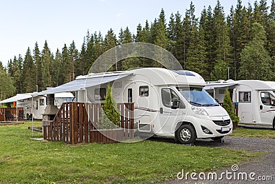 Motorhome at a campsite Editorial Stock Photo