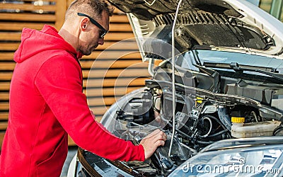 Motorhome Engine Problem Stock Photo