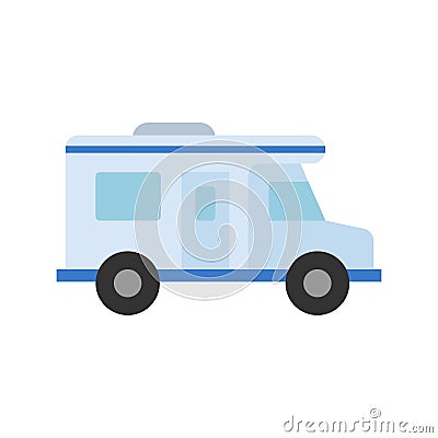 Motorhome icon. Camper motorhome road trip RV transportation van truck family vacation Vector Illustration