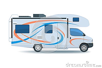 Motorhome or recreational vehicle RV camper car Vector Illustration