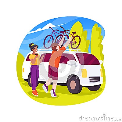 Motorhome stopover isolated cartoon vector illustration. Vector Illustration