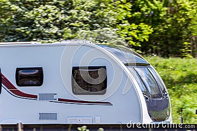 Motorhome on uk motorway in fast motion Stock Photo