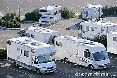 Motorhomes in Mimizan, France Editorial Stock Photo