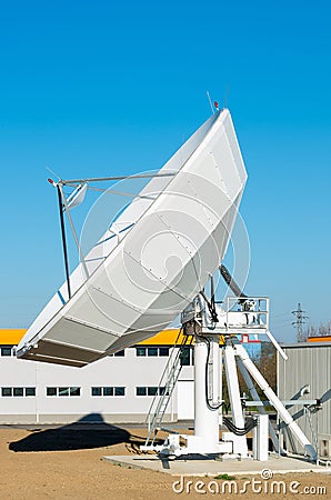 Motorised satellite dish Stock Photo