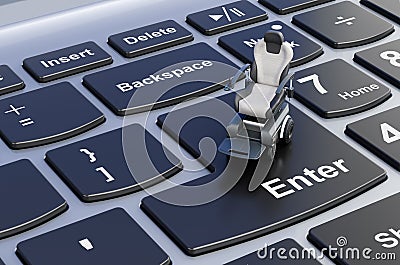 Motorized Power Chair on laptop keyboard, 3D rendering Stock Photo