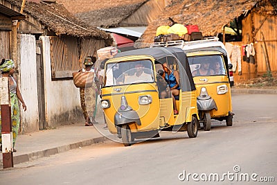 motorized rickshaw, Nosi Be, Madagascar Editorial Stock Photo