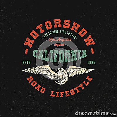 Motorshow California. Hand crafted Vector Illustration