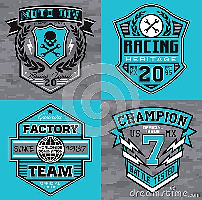 Motorsport racing emblem t-shirt graphics Vector Illustration