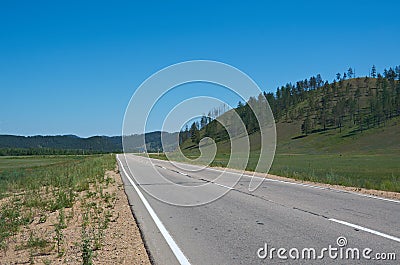 Motorway in Buryatia. Stock Photo