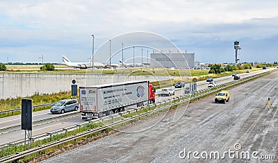A14 motorway near Leipzig Airport in Germany Editorial Stock Photo