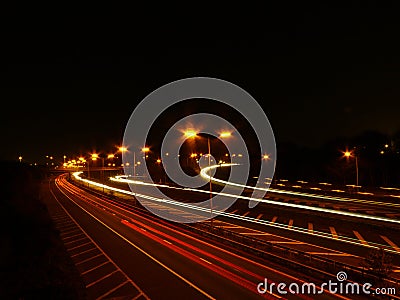 Motorway traffic light trails Stock Photo